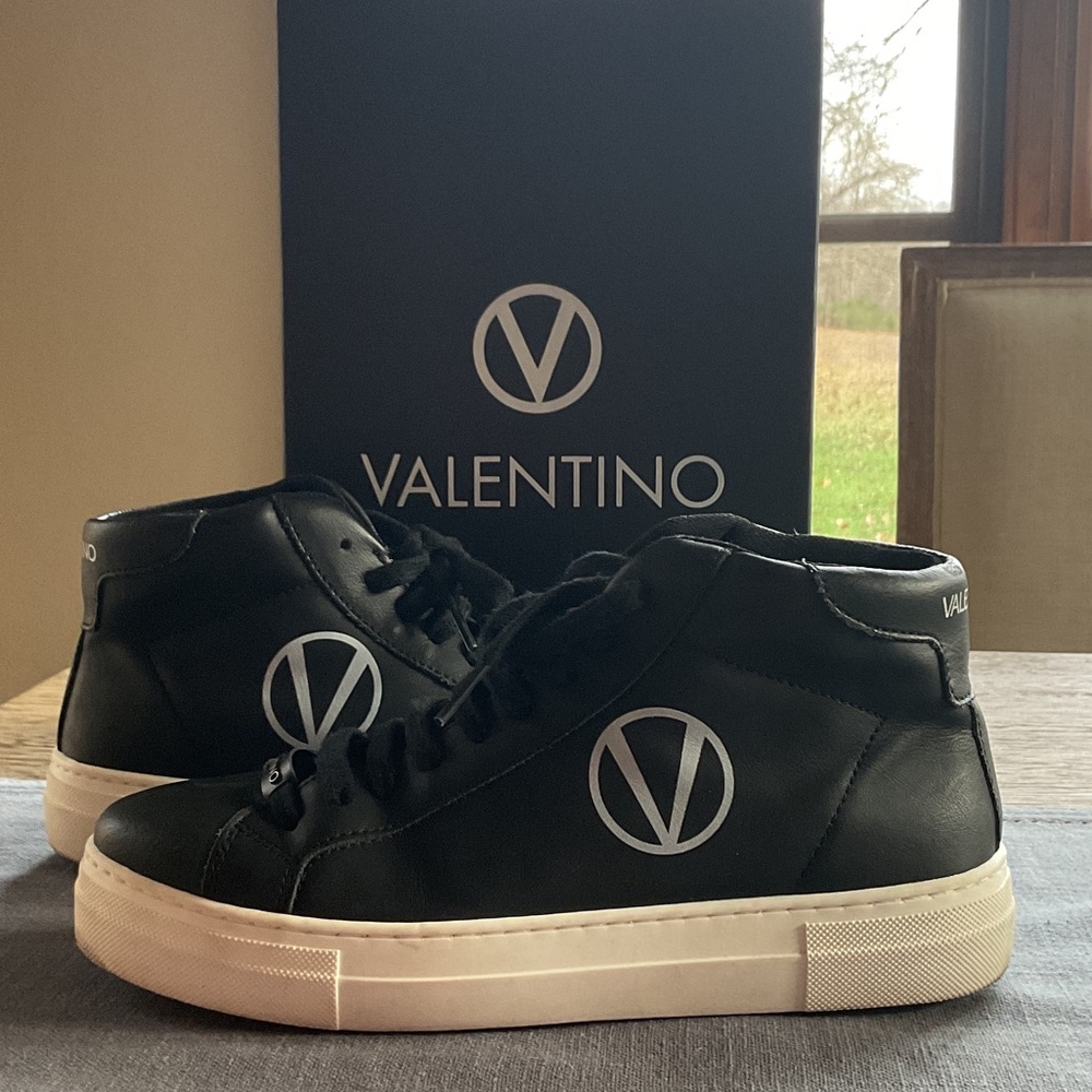 Valentino Black and White High-Top Sneakers